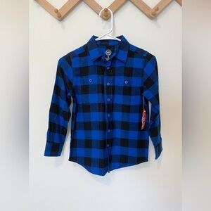 3/$30 Boys Blue and Black Checkered Long Sleeve Button Down Shirt